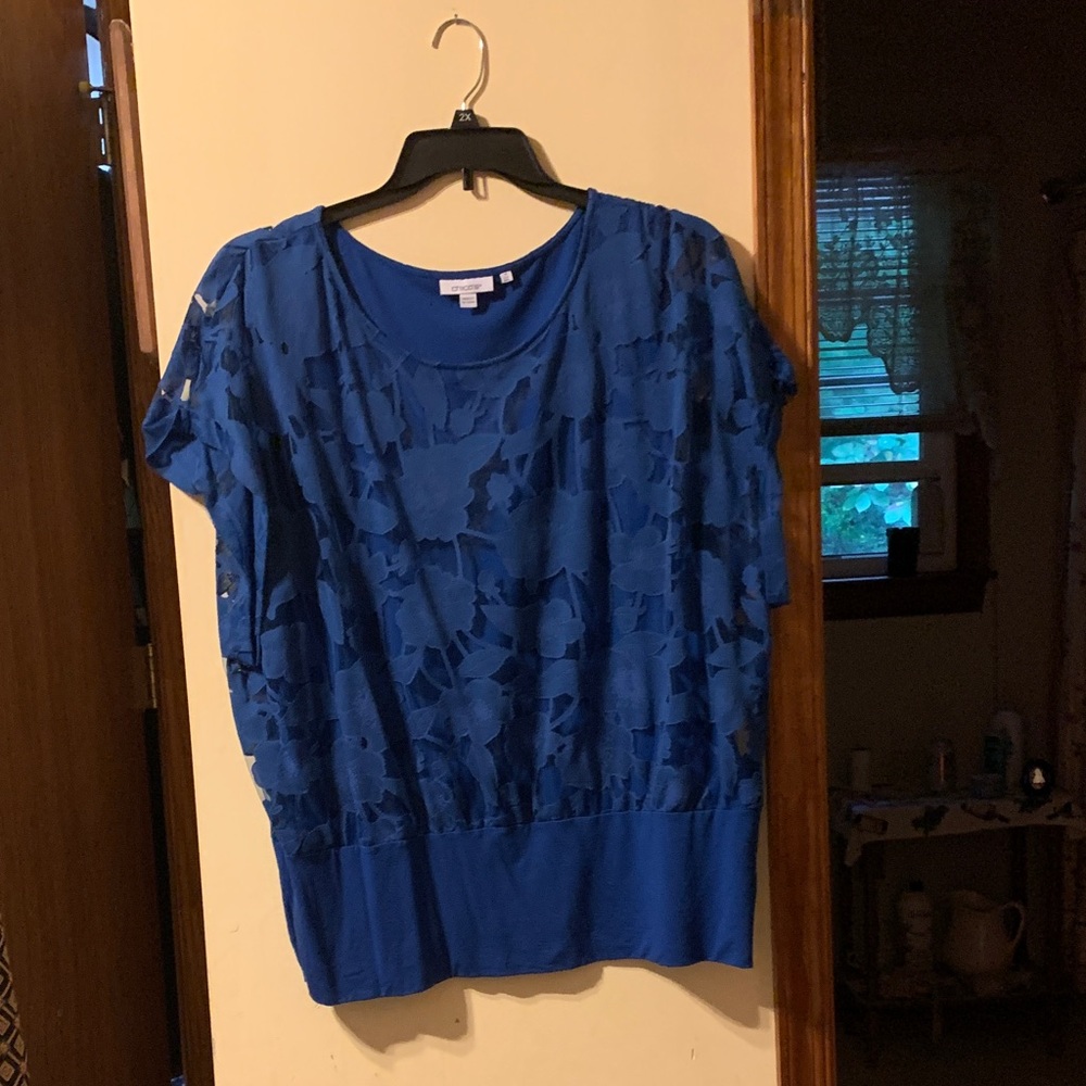Chico's Royal Blue Floral Lace Blouse